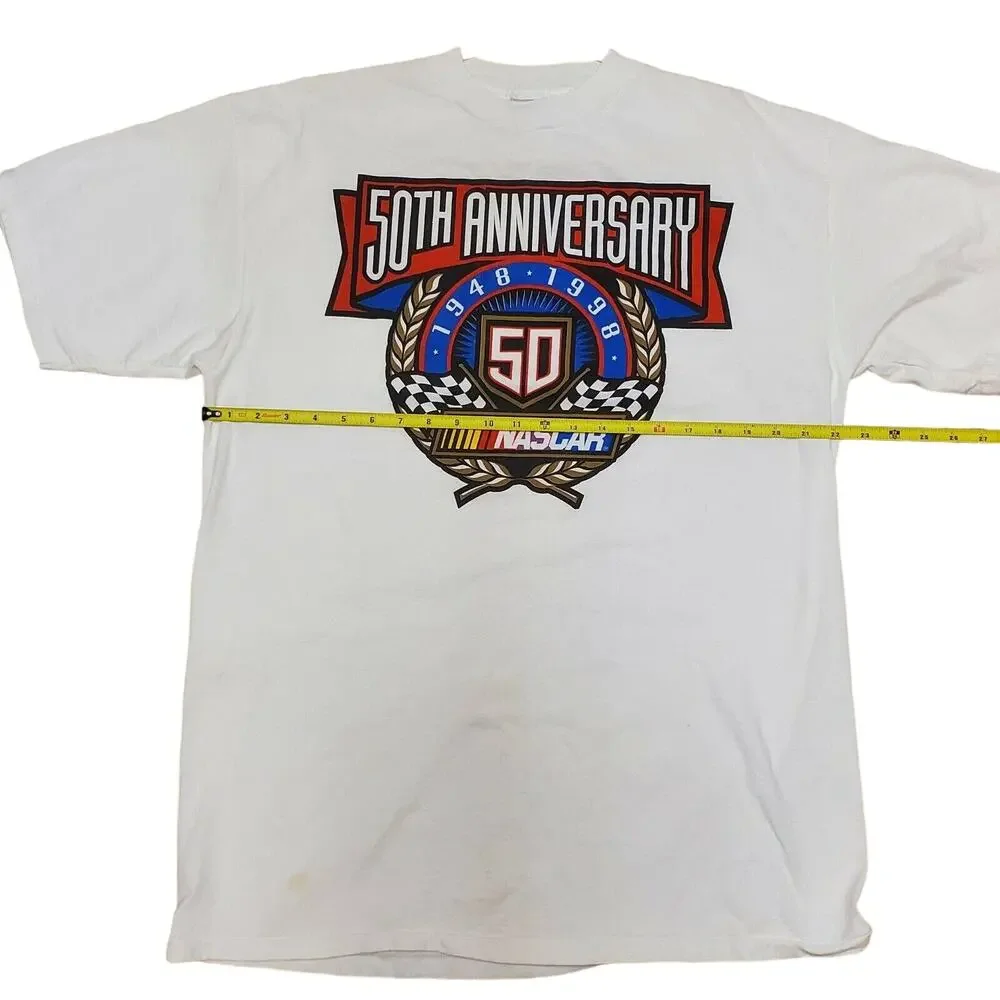 Vintage NASCAR 50th Anniversary 1998 T Shirt Mens XL Checkered Flag Sports